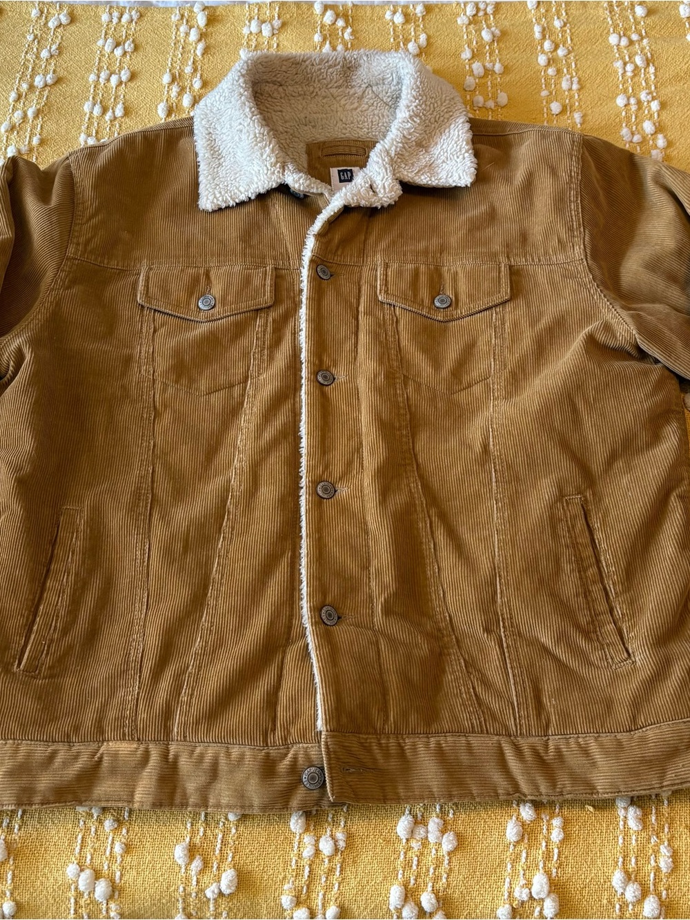 GAP Camel Corduroy Jacket with Cream Sherpa Lining